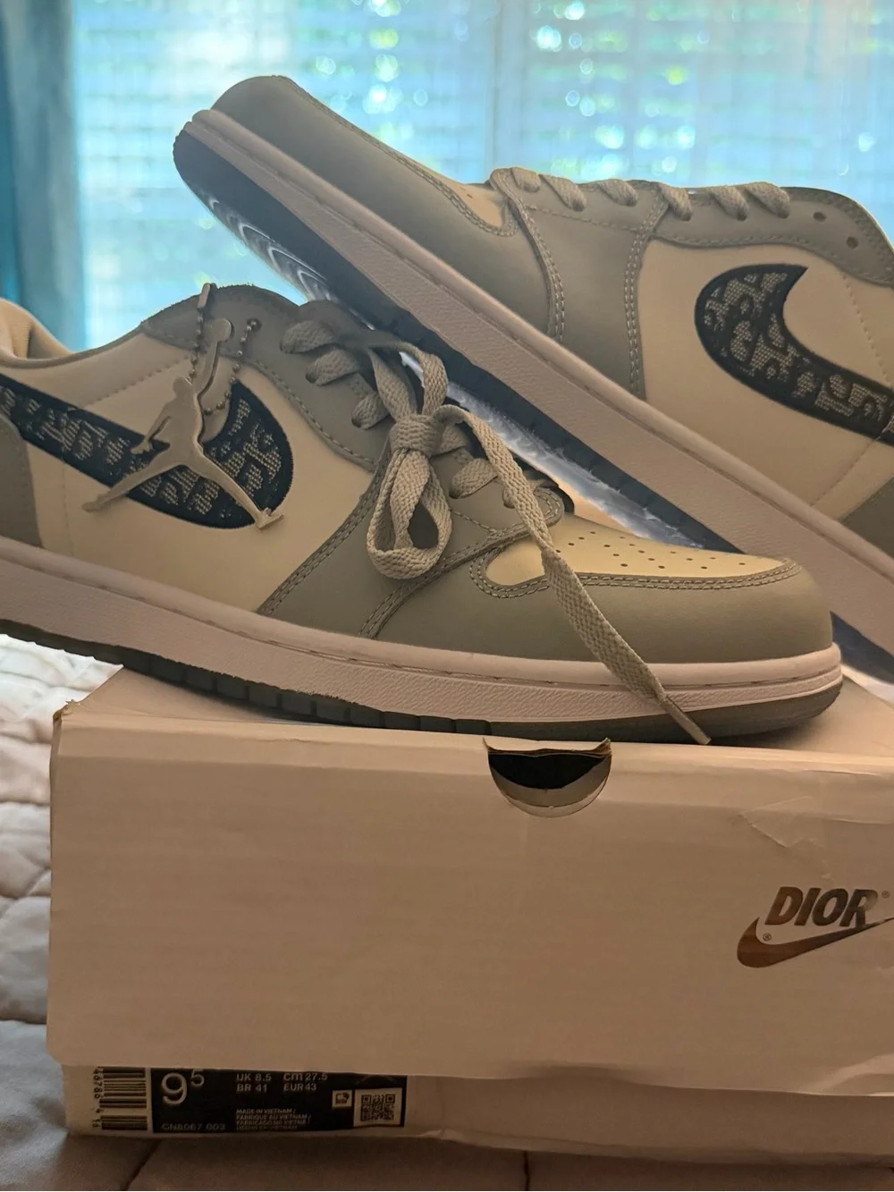 Dior Jordan Low Top Sneakers in Light Gray and White *REPS*